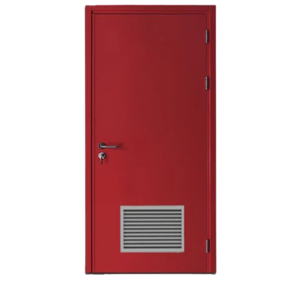 Fire-resistant door with electric louver