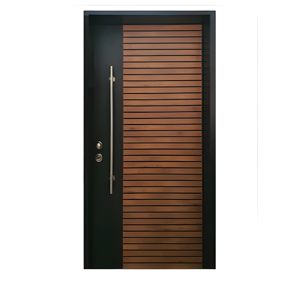Multi-lock door with a wooden face