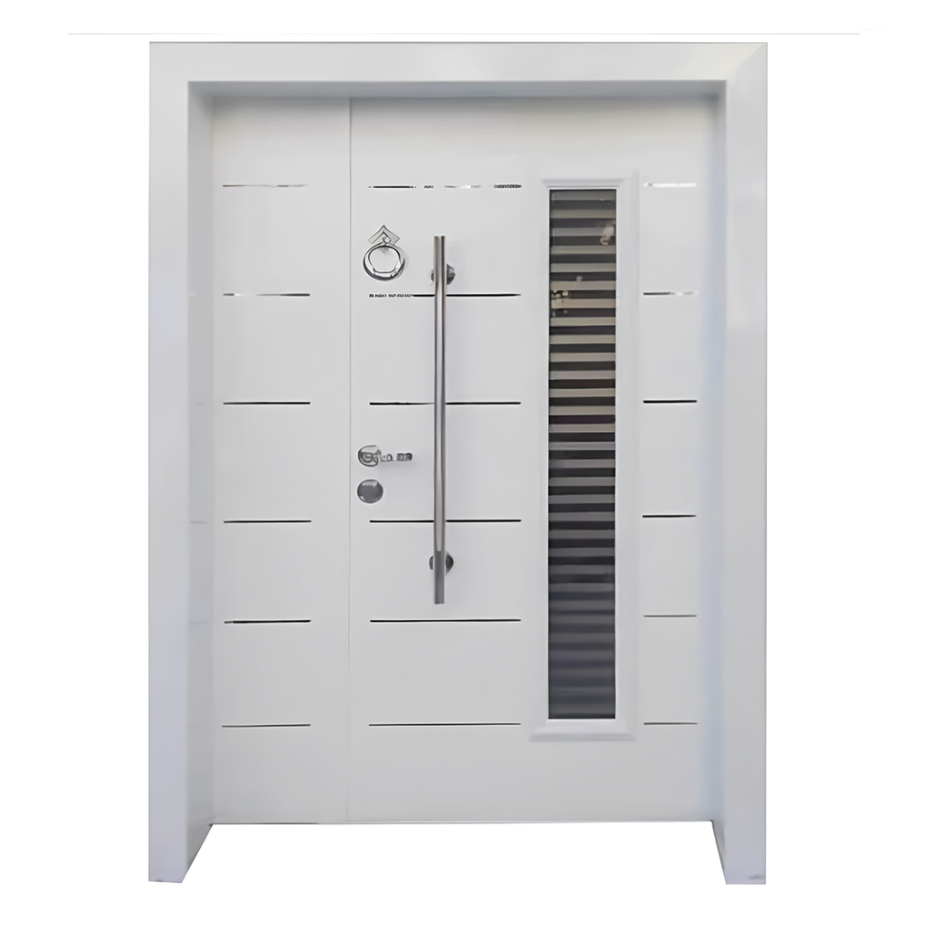 Multi-lock door, rudder and quarter slats, stainless steel with glass